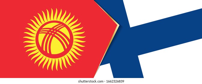 Kyrgyzstan and Finland flags, two vector flags symbol of relationship or confrontation.