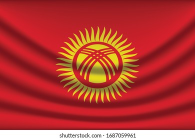 Fondo de la bandera de Kirguistán con textura de tela. Ilustración vectorial de marca de Kirguistán eps10. - Vector