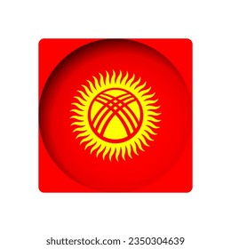 Kyrgyzstan flag - behind the cut circle paper hole with inner shadow.
