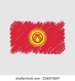 Kyrgyzstan Flag Brush Strokes. National Flag