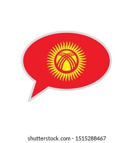 Kyrgyzstan flag in chat bubble icon isolated on white background. Language symbol modern, simple, vector, icon for website design, mobile app, ui. Vector Illustration