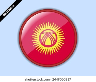 Kyrgyzstan flag circle badge, vector design, oval Kyrgyzstan emblem, rounded sign with reflection, patriotism and trade concept, logo with country flag
