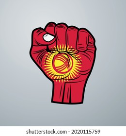Kyrgyzstan Flag with Hand Design isolated on white background. Vector illustration