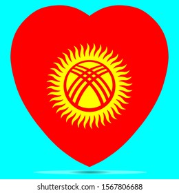 Kyrgyzstan Flag In Heart Shape Vector illustration Eps 10