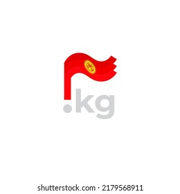 Kyrgyzstan flag icon. Original simple design of the kyrgyz flag, map marker. Design element, template national poster with kg domain. State patriotic banner of kyrgyzstan. Vector illustration