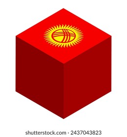 Kirgisische Flagge - isometrischer 3D-Würfel isoliert auf weißem Hintergrund. Vektor-Objekt.