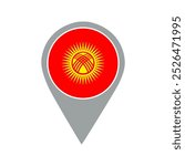 kyrgyzstan flag location pin, flag application, Flag on Location Pin, graphic design, map pointer, vector illustration.	