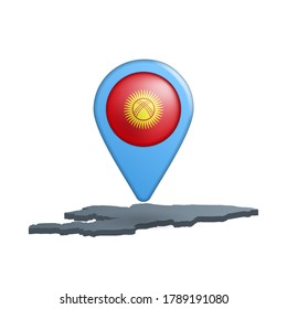Kyrgyzstan flag map pin on white
