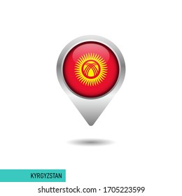 Plantilla de diseño vectorial del pin de la bandera kirguisa