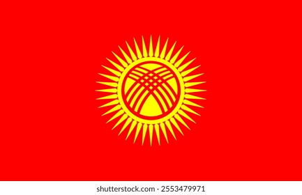 Kyrgyzstan flag in official colors, dimensions and aspect ratio. Vector flag symbolizing national pride, identity, heritage, patriotism and authority