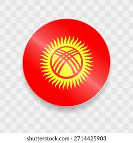 Kyrgyzstan flag on button shining glass