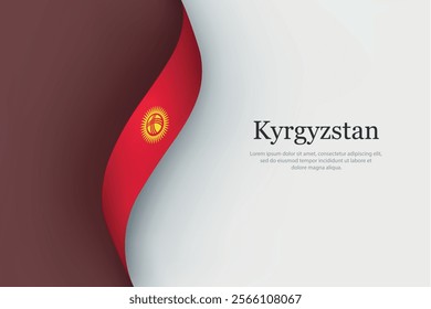 Kyrgyzstan flag on Waving ribbon. Template for independence day