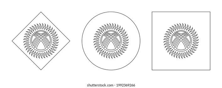 kyrgyzstan flag outline set, isolated on white background
