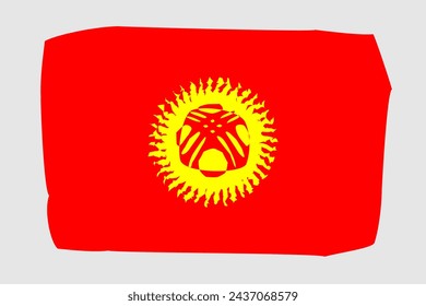 Kyrgyzstan flag - painted design vector illustration. Vector brush style