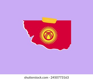 Kyrgyzstan flag paper texture, single-piece element, vector design, Kyrgyzstan flag taped on wall, decoration or celebration idea