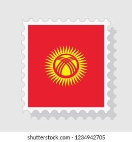 Kyrgyzstan flag postage stamp , vector illustration.
