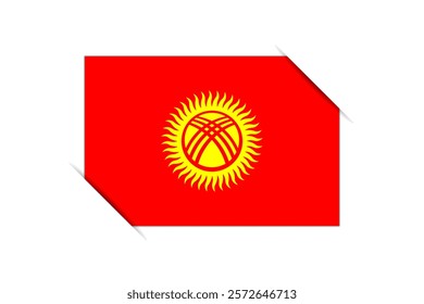 Kyrgyzstan flag - rectangle colorful flag representing a country cultural identity and heritage. The essence of national pride and unity. Attached by the corners in a paper album