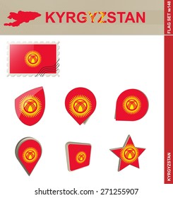 Kyrgyzstan Flag Set, Flag Set #148. Vector.
