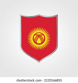 Kyrgyzstan Flag with Shield Frame