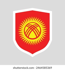 Bandera de Kirguistán en marco de forma de escudo