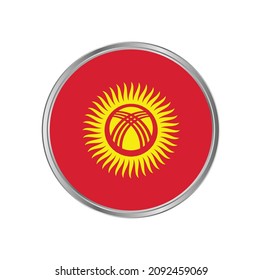 Bandera de Kirguistán con diseño vectorial de marco plateado