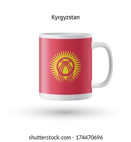 Kyrgyzstan flag souvenir mug isolated on white background. Vector illustration.