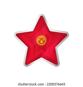 Kyrgyzstan flag in star. Button star and flag template. Easy editing and vector in groups. National flag vector illustration on white background.