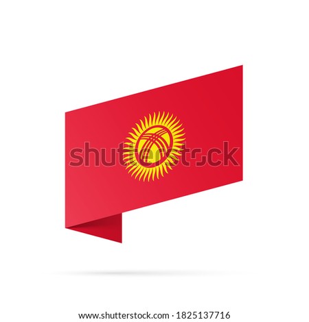 Kyrgyzstan flag state symbol isolated on background national banner. Greeting card National Independence Day of the Kyrgyz Republic. Illustration banner with realistic state flag of Kirghizia.