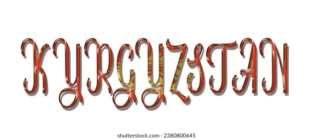 Kyrgyzstan flag text font, 3D Kyrgyzstan colorful background, Kyrgyzstan flag vector illustration