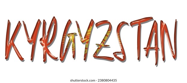 Kyrgyzstan flag text font, 3D Kyrgyzstan colorful background, Kyrgyzstan flag vector illustration