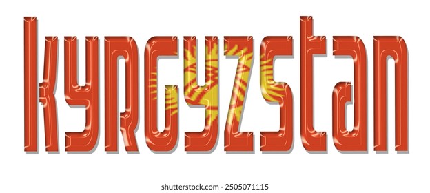 Kyrgyzstan flag text font, 3D Kyrgyzstan flag colorful background, Kyrgyzstan flag vector illustration