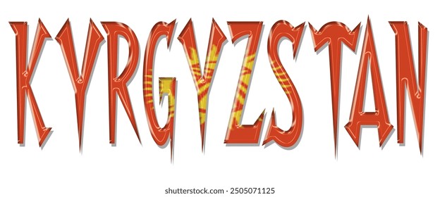 Kyrgyzstan flag text font, 3D Kyrgyzstan flag colorful background, Kyrgyzstan flag vector illustration