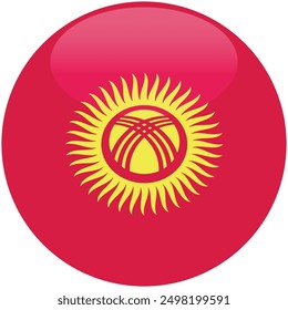Kyrgyzstan flag vector icon. Glossy round icon with flag of the Kyrgyzstan on white background