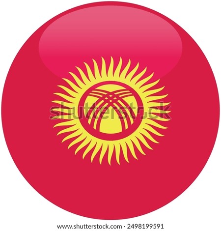Kyrgyzstan flag vector icon. Glossy round icon with flag of the Kyrgyzstan on white background