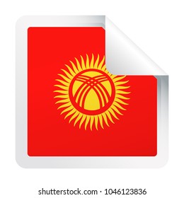 Kyrgyzstan Flag Vector Square Corner Paper Icon - Illustration