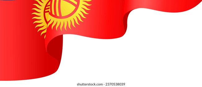 Kyrgyzstan flag wave isolated on png or transparent background