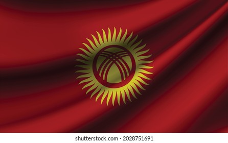 Kyrgyzstan flag waving. Background for patriotic and national design. Vector illustration
