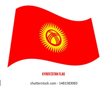 Kyrgyzstan Flag Waving Vector Illustration on White Background. Kyrgyzstan National Flag.