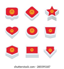 Kyrgyzstan flags icons and button set nine styles