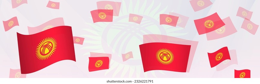 Kyrgyzstan flag-themed abstract design on a banner. Abstract background design with National flags. Vector illustration.