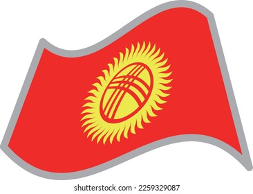 Kyrgyzstan fluttering national flag illustration vector material