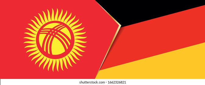 Kyrgyzstan and Germany flags, two vector flags symbol of relationship or confrontation.