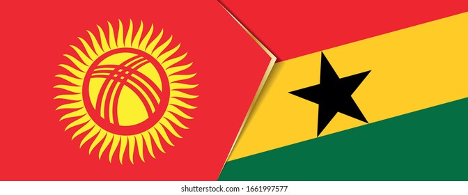Kyrgyzstan and Ghana flags, two vector flags symbol of relationship or confrontation.