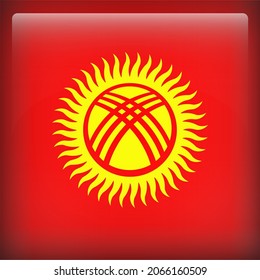 Kyrgyzstan Glossy 3D Square Country Flag Icon
