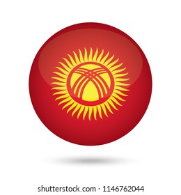 Kyrgyzstan glossy round button. Vector Illustration EPS10.