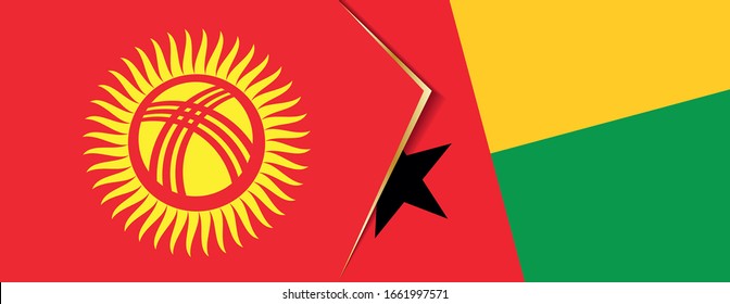 Kyrgyzstan and Guinea-Bissau flags, two vector flags symbol of relationship or confrontation.