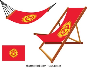 kyrgyzstan hammock and deck chair set against white background, abstract vector art illustration