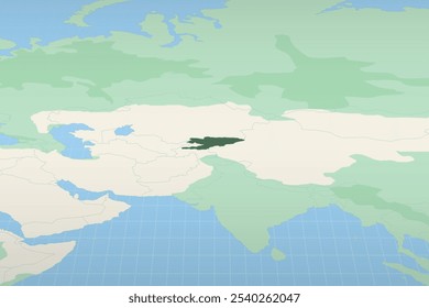 Kyrgyzstan highlighted on a detailed map, geographic location of Kyrgyzstan. Vector Map.