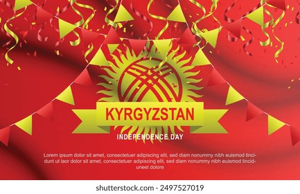 Antecedentes del Día de la Independencia de Kirguistán. Ilustración vectorial.