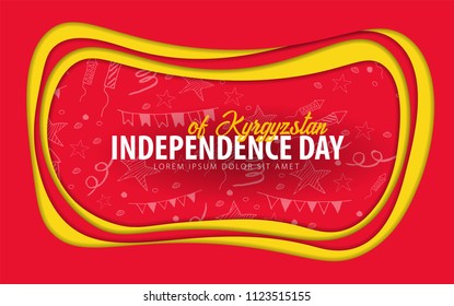 Kyrgyzstan. Independence day greeting card. Paper cut style